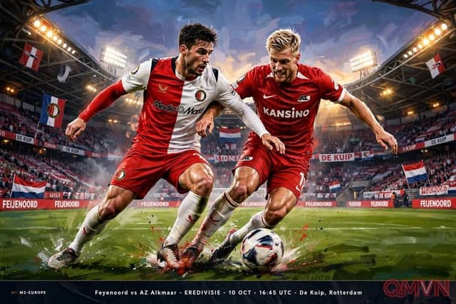 Feyenoord – AZ Alkmaar: Đại chiến ngôi đầu Eredivisie tại De Kuip, hàng công 25 bàn của chủ nhà thách thức đội đầu bảng bất bại 13 trận