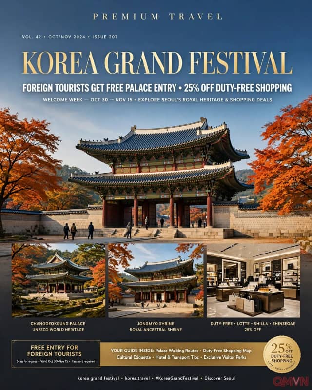 Du khách nước ngoài được miễn phí vào cung điện, giảm tới 25% hàng miễn thuế trong Korea Grand Festival