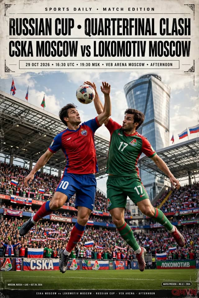 CSKA Moscow đối đầu Lokomotiv Moscow tại Cúp Quốc gia Nga: Đại chiến derby thủ đô tranh vé đi tiếp và bản lĩnh xứ bạch dương