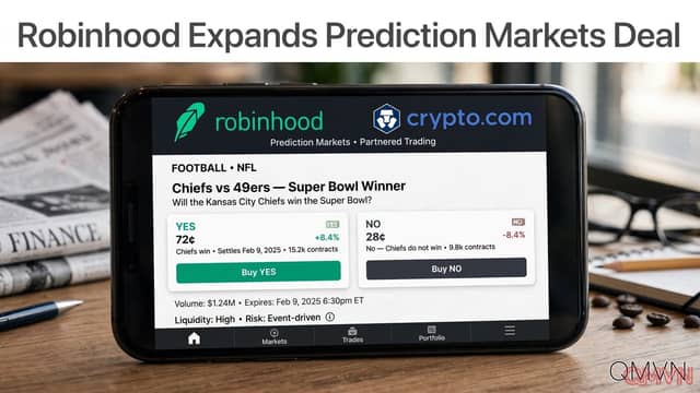 Robinhood bắt tay Crypto.com và OG.com mở rộng thị trường dự đoán trước mùa NFL tại Mỹ