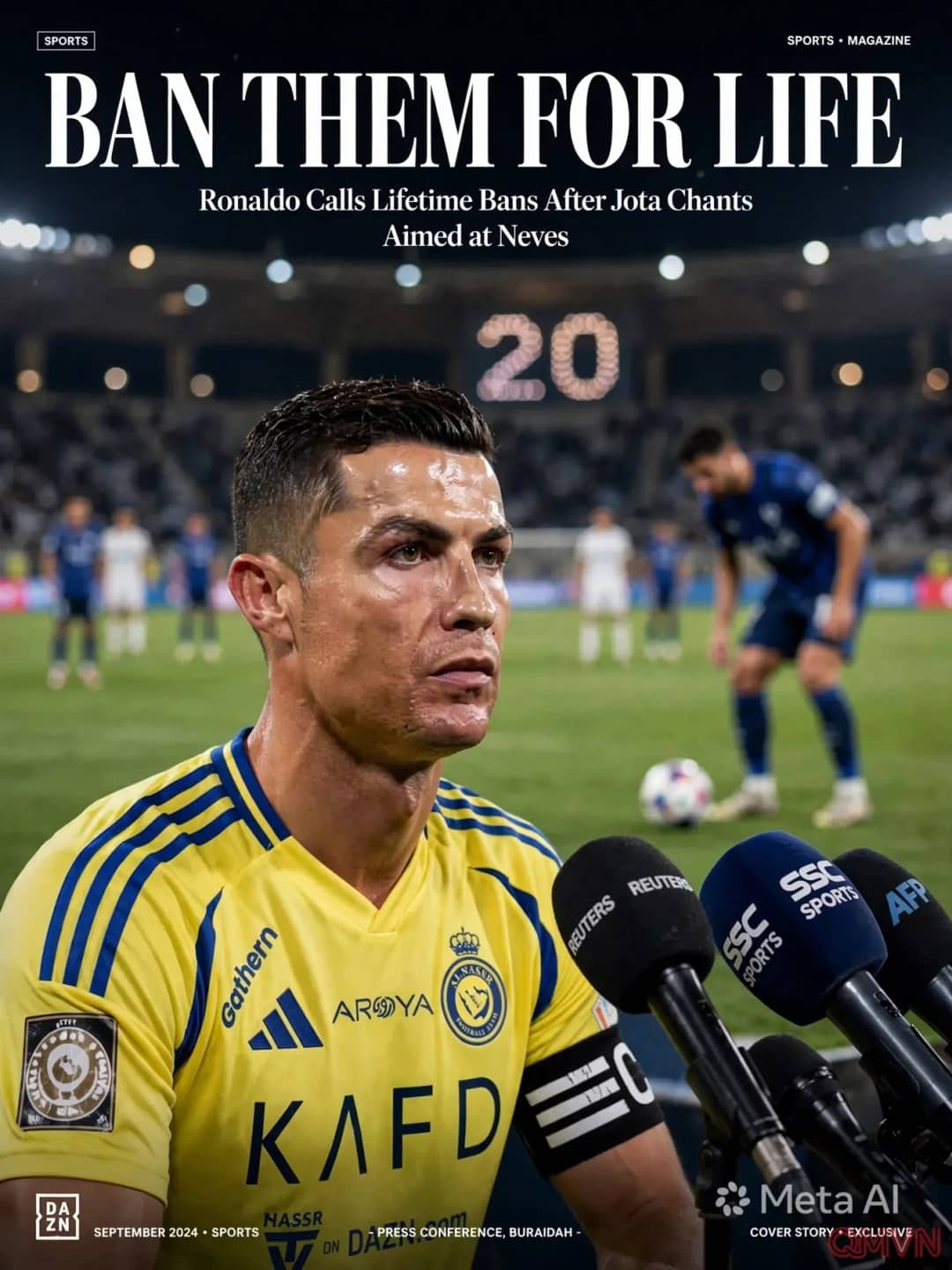 Cristiano Ronaldo kêu gọi cấm sân trọn đời sau tiếng hô “Jota” nhắm vào Ruben Neves tại Saudi Arabia