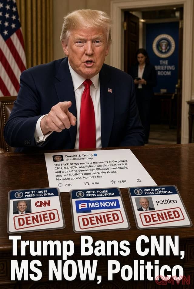 Ông Trump tuyên bố cấm CNN, MS NOW và Politico vào Nhà Trắng, giới luật gia cảnh báo vi hiến