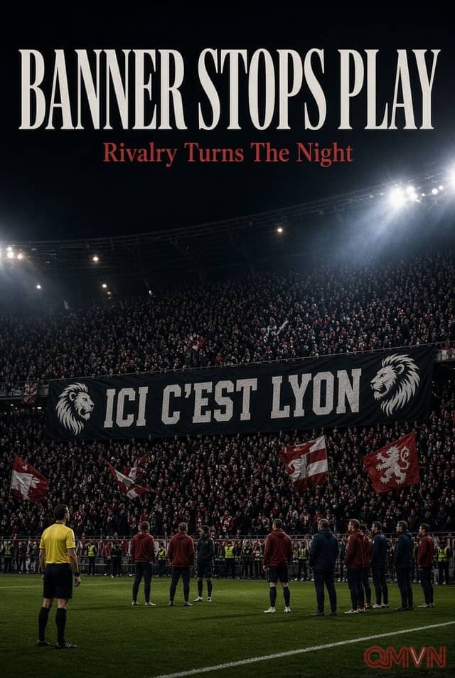 Trận Lyon thắng Rennes bị gián đoạn: Khi một tấm biểu ngữ làm lu mờ sân cỏ Pháp