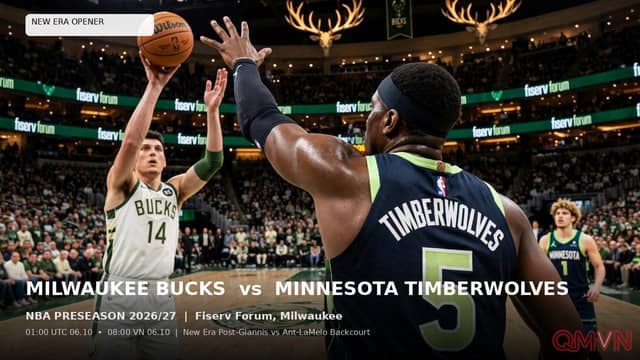 Nhận định Milwaukee Bucks vs Minnesota Timberwolves NBA Preseason 2026/27: Đại chiến đỉnh cao khẳng định vị thế ứng viên vô địch tại Fiserv Forum