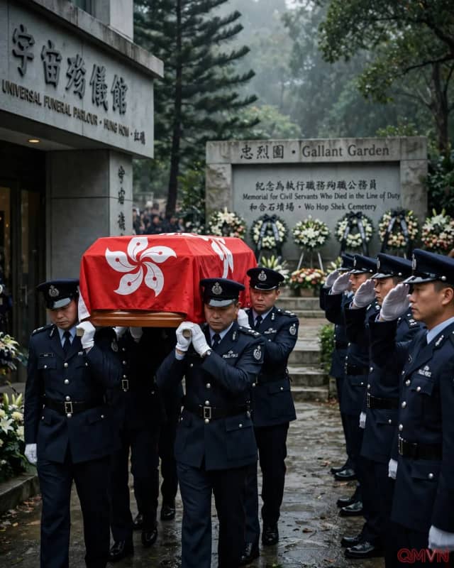 Hong Kong cử hành tang lễ danh dự cấp cao nhất tiễn đưa cảnh sát Jacky Chu sau 21 năm bại liệt vì bị đâm khi làm nhiệm vụ tại Hong Kong