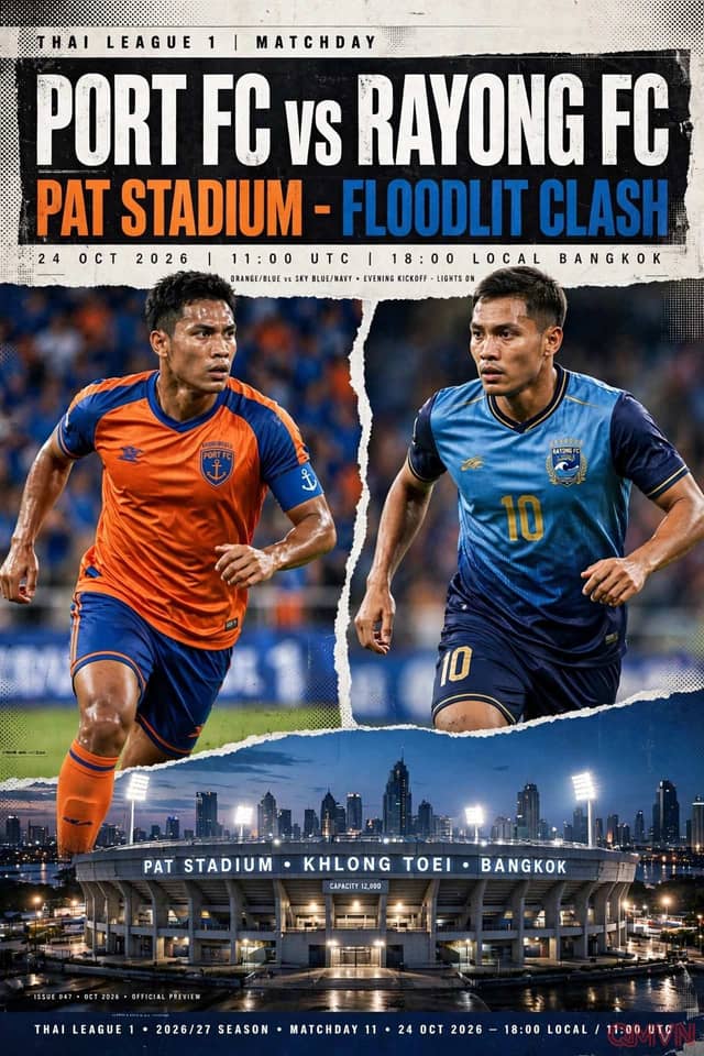 Port FC vs Rayong FC: Đại diện Bangkok đang thăng hoa tiếp đón đội khách bất bại ba trận tại PAT Stadium trong cuộc đua nhóm đầu Thai League