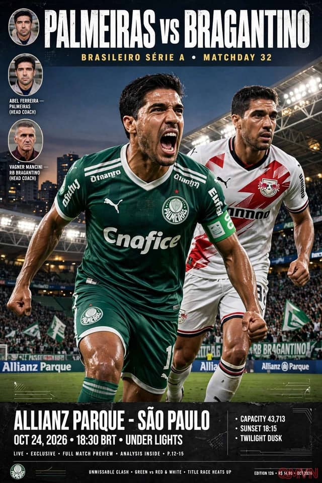Palmeiras đại chiến Red Bull Bragantino trong trận derby bang Paulista nảy lửa tại vòng 31 giải VĐQG Brazil