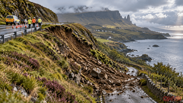 Sạt lở trên đảo Skye ở Scotland: đường A855 bị phong tỏa, tài xế phải đi vòng 40 dặm qua bán đảo Trotternish