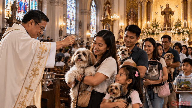 Giữa tiếng sủa và lời cầu nguyện ở Manila, lễ ban phước cho thú cưng nhắc con người học cách yêu thương