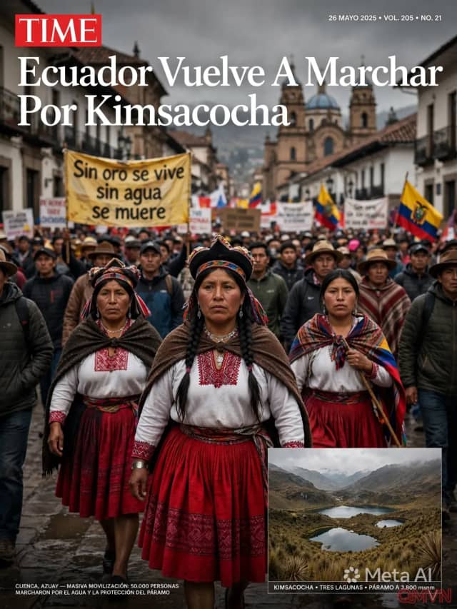Hàng chục nghìn người Ecuador lại xuống đường bảo vệ vùng cao nguyên Kimsacocha khỏi dự án mỏ vàng Loma Larga
