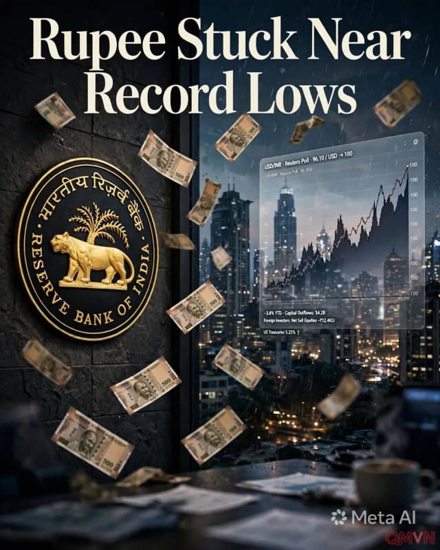 Đồng rupee Ấn Độ được dự báo mắc kẹt gần mức thấp kỷ lục khi dòng vốn rút ra làm suy yếu nỗ lực của ngân hàng trung ương