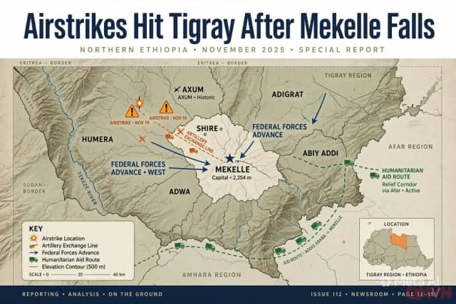 Không kích và pháo kích dồn dập miền bắc Ethiopia sau khi quân chính phủ chiếm thủ phủ Mekelle của Tigray, dấy lên nỗi lo chiến tranh khu vực