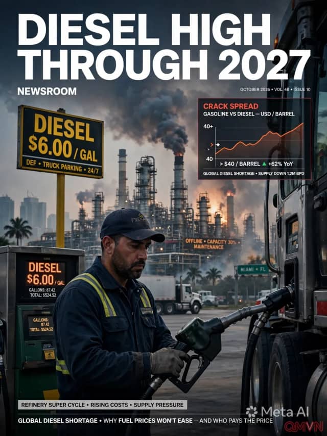 Goldman Sachs dự báo giá dầu diesel sẽ duy trì ở mức cao đến hết năm 2027 khi các nhà máy lọc dầu chật vật đáp ứng nhu cầu