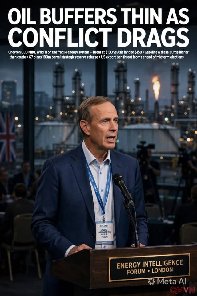 CEO Chevron cảnh báo vùng đệm nguồn cung dầu và nhiên liệu ngày càng mỏng khi xung đột Trung Đông kéo dài