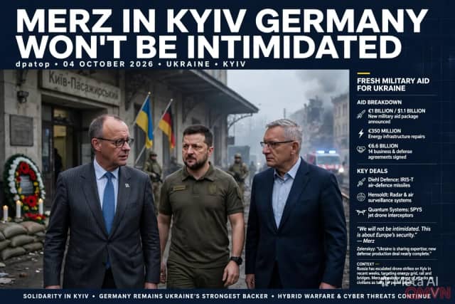 Thủ tướng Đức Merz công bố viện trợ quân sự mới tại Kyiv, khẳng định Đức không bị đe dọa khuất phục