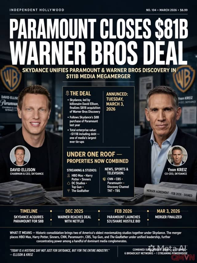 Paramount Hoàn Tất Thương Vụ Mua Lại Warner Bros. Discovery Trị Giá 81 Tỷ USD Khai Sinh Đế Chế Điện Ảnh Skydance