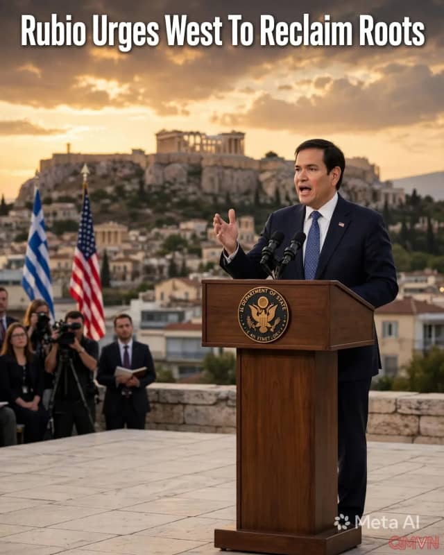 Từ chân đồi Acropolis, Ngoại trưởng Mỹ Marco Rubio kêu gọi phương Tây trở về cội nguồn dân chủ giữa lúc niềm tin đồng minh lung lay