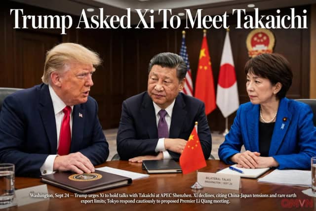 Tổng thống Trump đề nghị Chủ tịch Tập Cận Bình gặp Thủ tướng Nhật Bản Takaichi