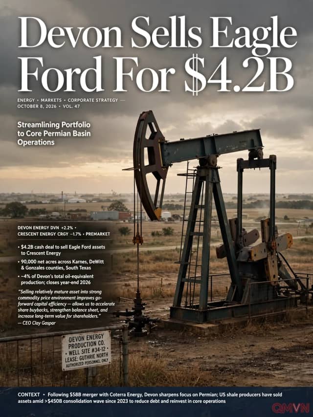 Devon Energy bán tài sản Eagle Ford với giá 4,2 tỷ USD để dồn lực cho lưu vực dầu đá phiến Permian