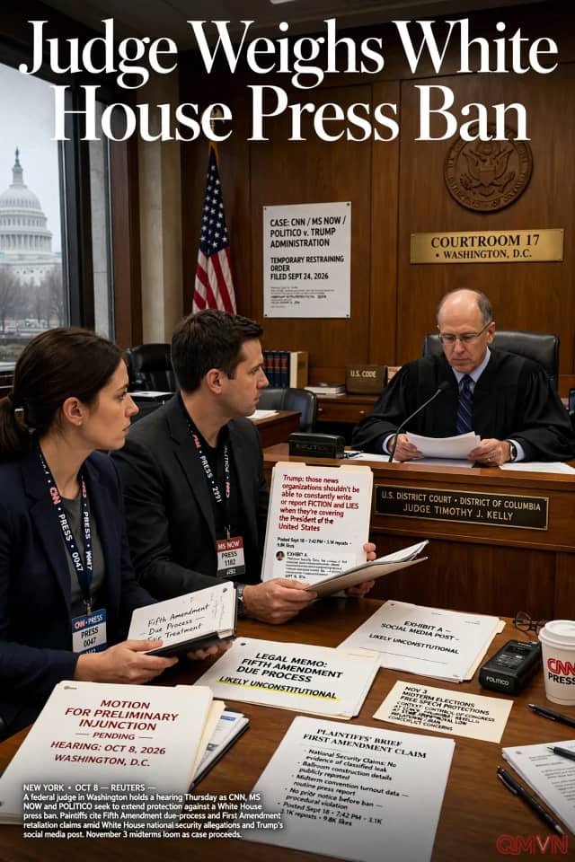 CNN, MS NOW và Politico đề nghị tòa án chặn lâu dài lệnh cấm của Tổng thống Trump, cuộc chiến giữa Nhà Trắng và báo chí leo thang