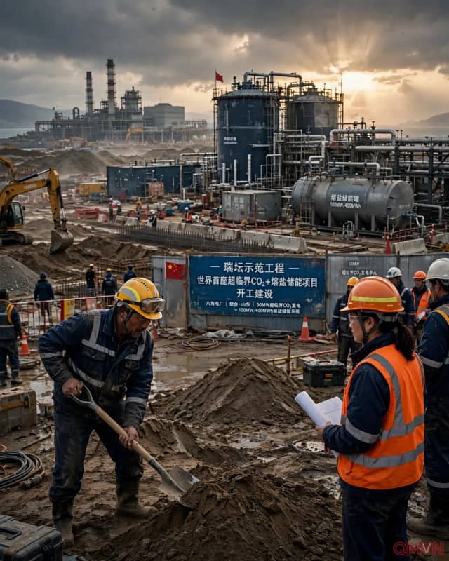 Trung Quốc khởi công nhà máy kết hợp phát điện CO₂ siêu tới hạn và lưu trữ muối nóng chảy đầu tiên trên thế giới
