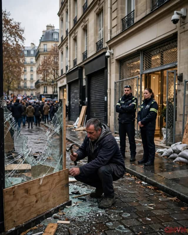 Biểu tình ngày 24/10: chủ cửa hàng ở Paris loay hoay tìm cách chống cướp phá giữa những chỉ dẫn mâu thuẫn