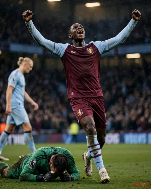 Cú đúp của Nicolas Jackson giúp Aston Villa quật ngã đội đầu bảng Manchester City tại Villa Park