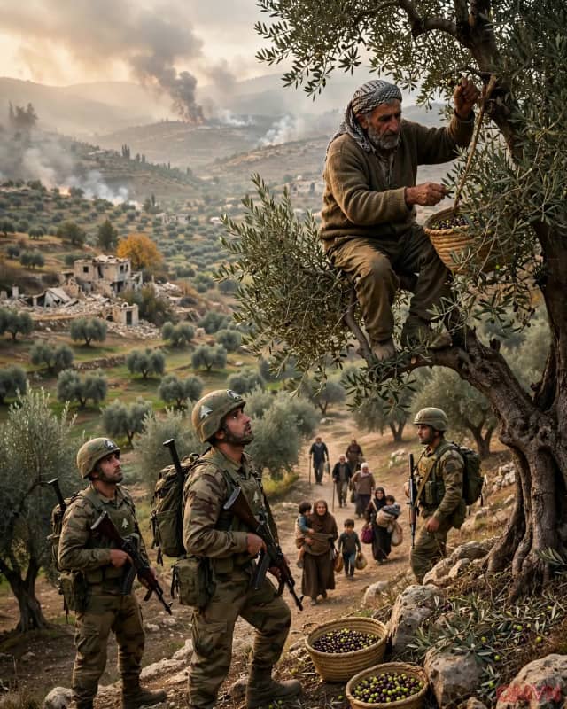 Ở ngôi làng Lebanon gần quân đội Israel, nông dân bất chấp nguy hiểm để thu hoạch ô liu