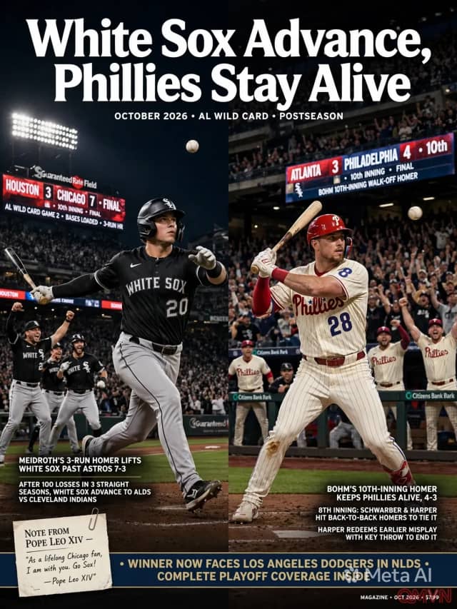 Cú home run của Chase Meidroth đưa White Sox vào vòng hai playoff MLB, Phillies thoát hiểm nhờ Alec Bohm ở hiệp phụ