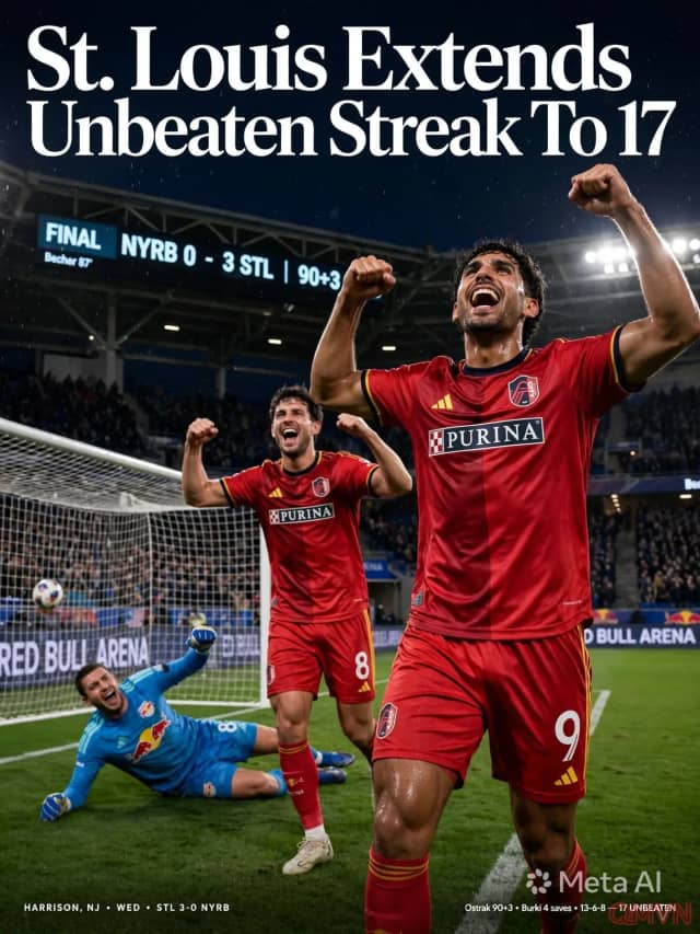 Becher và Ostrak ghi bàn cuối trận, St. Louis City thắng New York Red Bulls 3-0 và nối dài chuỗi 17 trận bất bại tại MLS