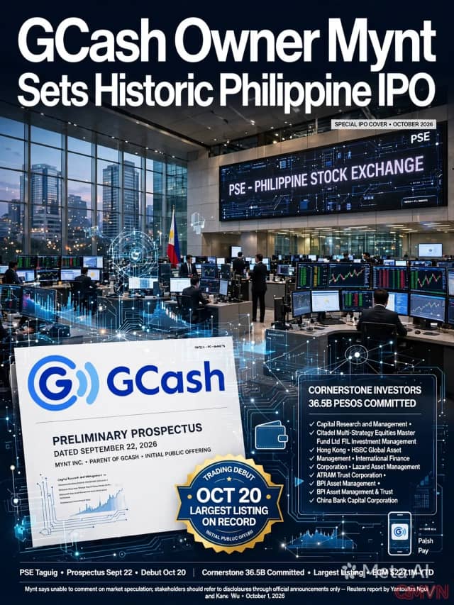 Mynt, chủ sở hữu ví điện tử GCash, định giá IPO 6,6 peso mỗi cổ phiếu, thương vụ thuộc hàng lớn nhất lịch sử Philippines