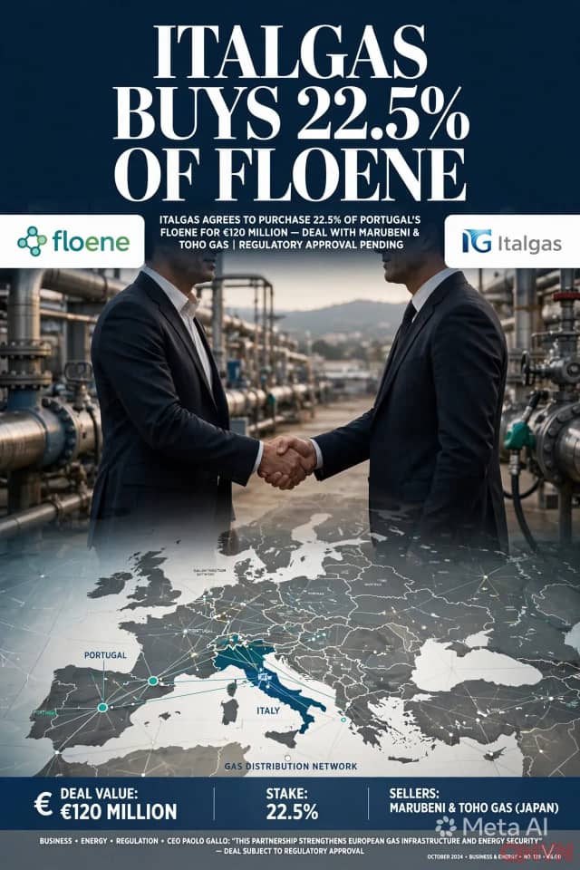 Italgas chi khoảng 120 triệu euro mua 22,5% cổ phần Floene, chính thức bước chân vào thị trường phân phối khí đốt Bồ Đào Nha