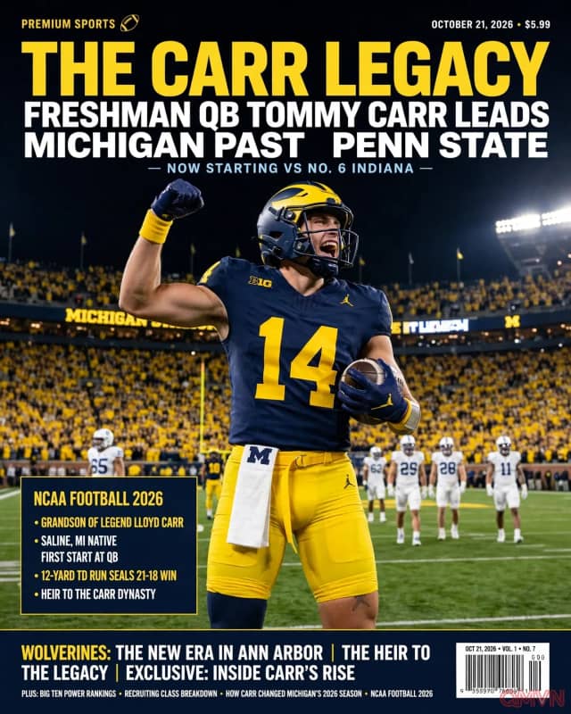 Cháu trai huyền thoại Lloyd Carr được trao suất đá chính, Michigan đặt niềm tin vào tân binh Tommy Carr thay Bryce Underwood