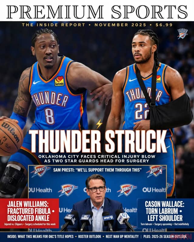 Oklahoma City Thunder nhận tin dữ khi cả Jalen Williams và Cason Wallace đều phải lên bàn mổ