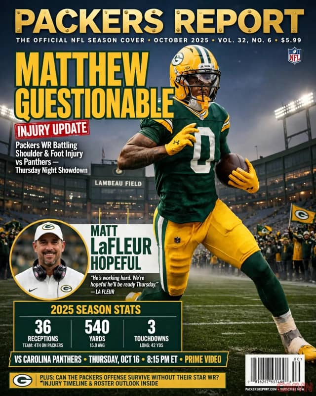 Wide receiver Matthew Golden của Packers bỏ ngỏ khả năng ra sân trước Panthers tối thứ Năm