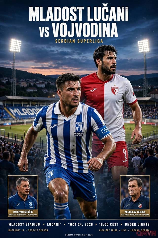 Mladost Lucani đại chiến FK Vojvodina trong cuộc so tài then chốt giành vé cúp châu Âu tại giải VĐQG Serbia