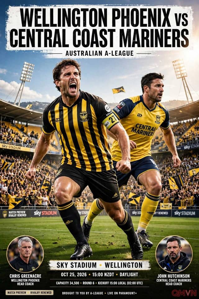 Wellington Phoenix vs Central Coast Mariners: Chủ nhà hưng phấn sau chiến thắng ngày ra quân, Mariners thiếu đội trưởng Sainsbury tìm điểm tại Hnry Stadium