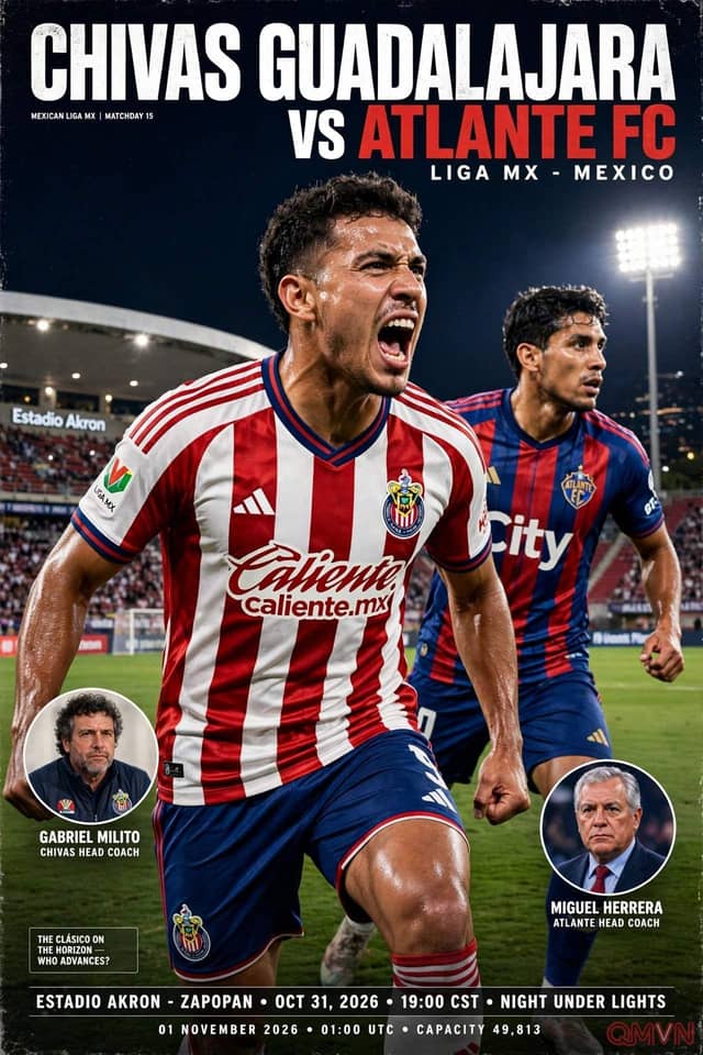 Chivas Guadalajara đại chiến Atlante trong trận cầu kinh điển tại giải bóng đá Mexico