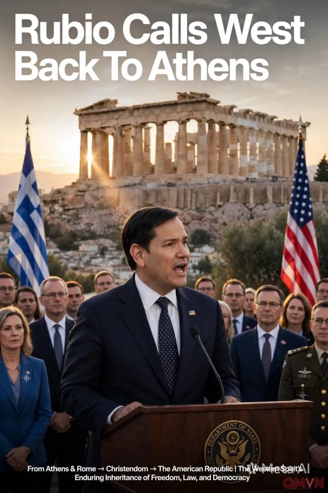 Ngoại trưởng Mỹ Marco Rubio phát biểu dưới chân Acropolis, kêu gọi phương Tây trở về cội nguồn giá trị dân chủ giữa lúc đồng minh hoài nghi