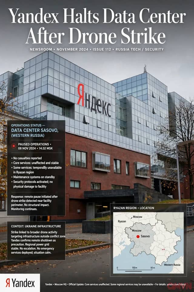 Gã khổng lồ Internet Nga Yandex ngừng hoạt động một trung tâm dữ liệu lớn sau vụ tấn công bằng máy bay không người lái