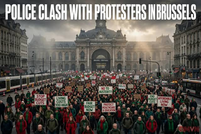 Cảnh Sát Đụng Độ Người Biểu Tình Quá Khích Tại Thủ Đô Brussels Khi Làn Sóng Phản Đối Thắt Lưng Buộc Bụng Lan Rộng