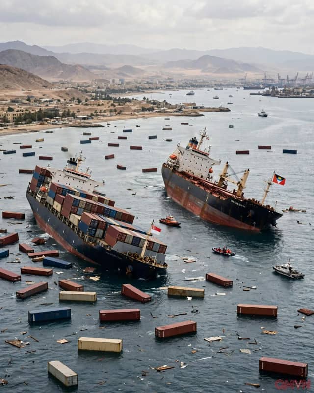 Tàu container GFS Pride chìm gần eo biển Hormuz sau khi trúng vật thể bay, thêm một tàu chở hàng rời đang chìm dần
