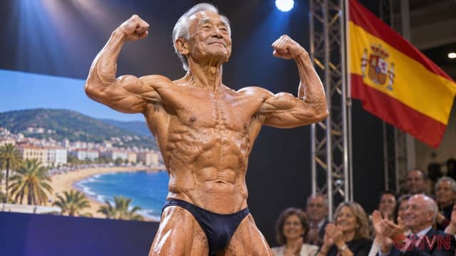 Ở tuổi 90, lực sĩ thể hình Nhật Bản Toshisuke Kanazawa khiến sân khấu Tây Ban Nha nhìn lại giới hạn của tuổi già